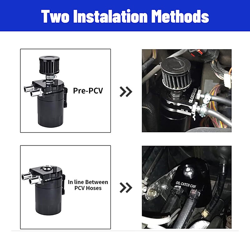 ZHSYMX Universal 300ml Aluminum Baffled Oil Separator Catch Can Kit with Installation Bracket and Thickening Tube Red - Image 5